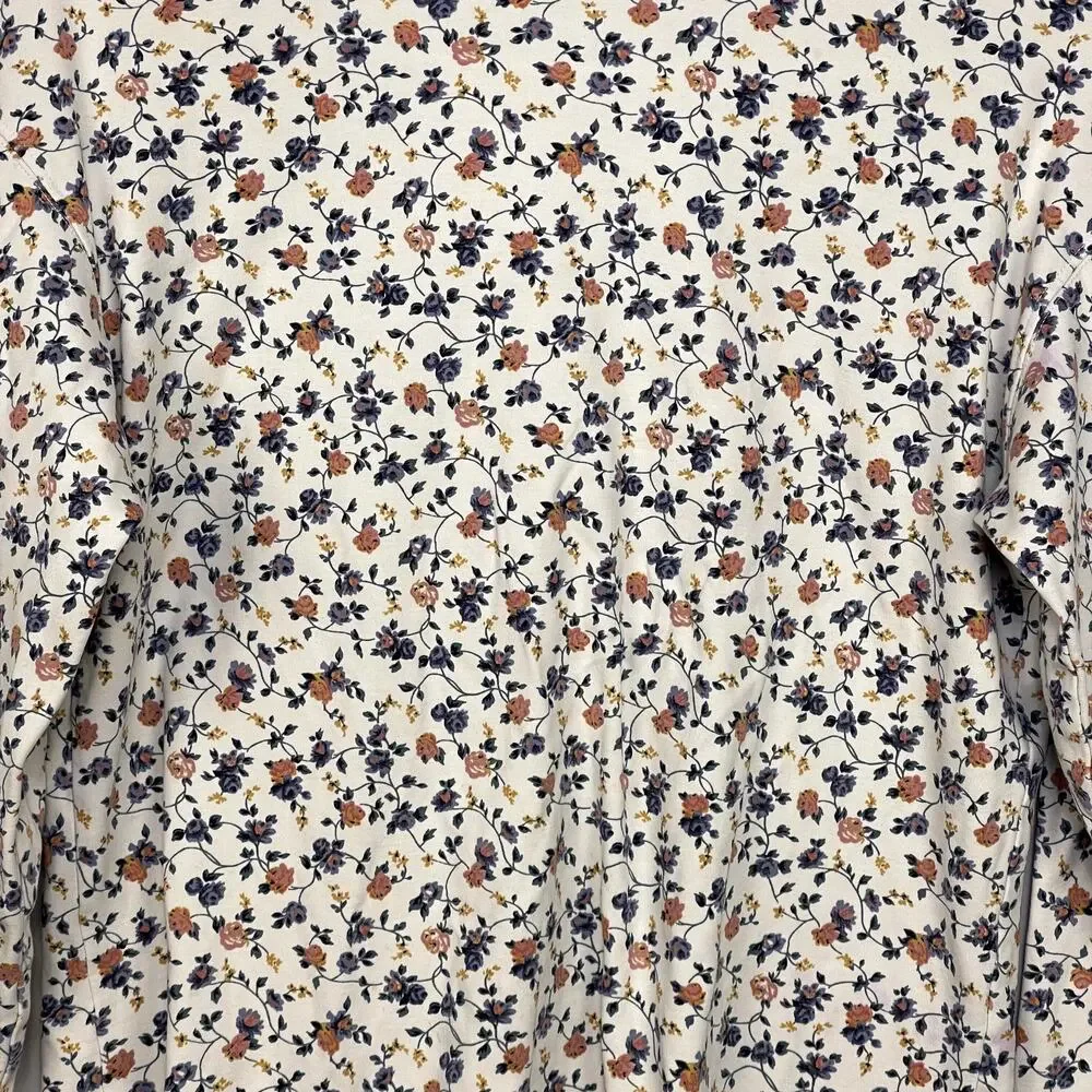 Women's Hunt Club White and Floral White Cotton Turtle Neck Long Sleeve Shirt - Picture 2 of 5